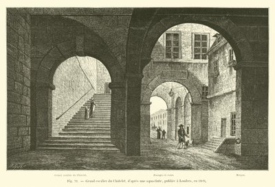 Stora trappan i Chatelet, efter en akvatint, publicerad i London, 1809 av French School