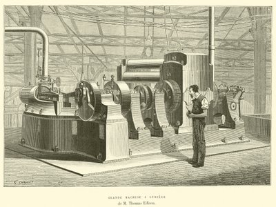 Grande Machine a Lumiere de M Thomas Edison (gravyr) av French School