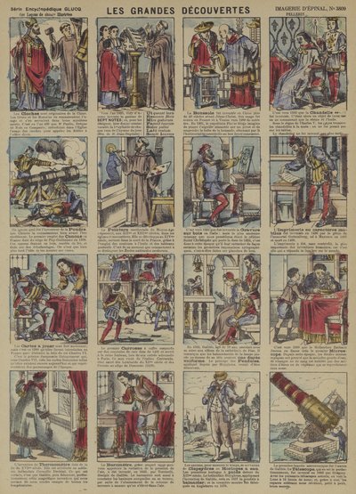 Stora upptäckter (färg litho) av French School