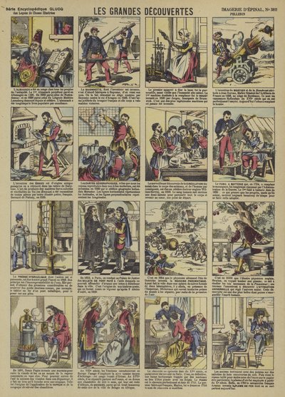 Stora upptäckter (färg litho) av French School