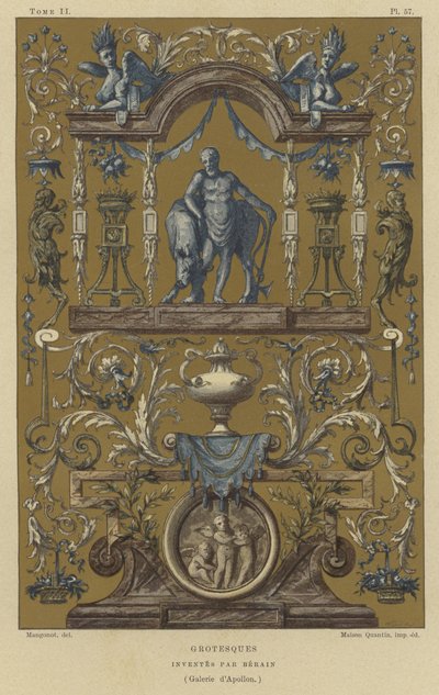 Grotesk designad av Jean Berain, 1600- eller 1700-talet av French School