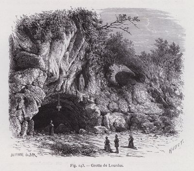 Lourdes grotta (gravyr) av French School