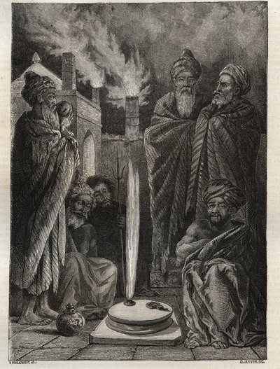 Guebre (eller Zoroastrian) nära Baku (Baku, Azerbajdzjan) - Fireworshippers - New National Encyclopedia av Maurice La Charest - 1870 - av French School
