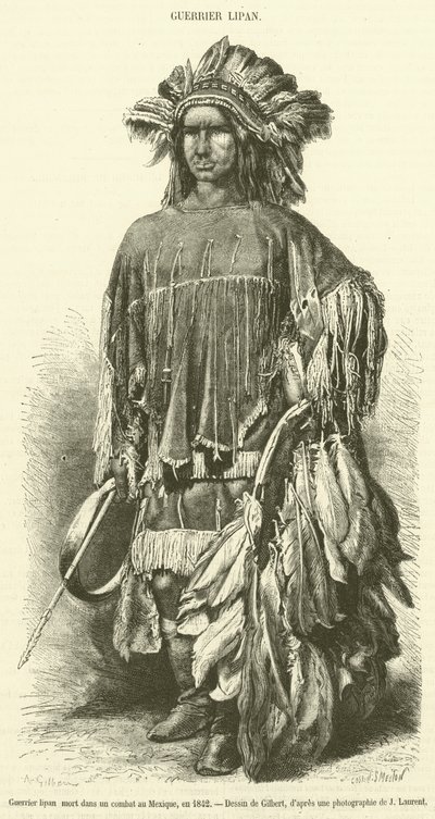 Lipan-krigare som dog i strid i Mexiko, 1842 (gravyr) av French School