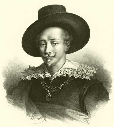Guido Reni, porträtt (gravyr) av French School