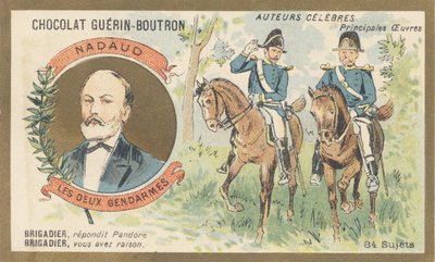 Gustave Nadaud (1820-1893), fransk goguettier, poet och låtskrivare, författare till "Les deux gendarmes" eller "Pandora" satirverk som förbjudits av regimen av French School
