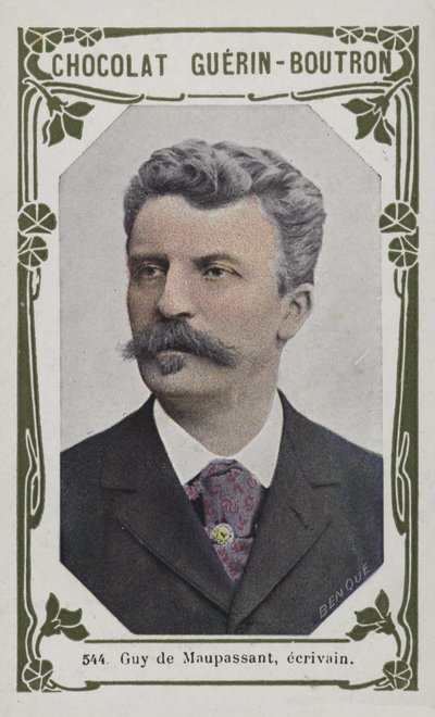 Guy de Maupassant, författare (färgat foto) av French School