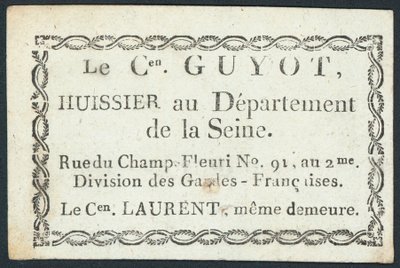 Guyot, kronofogde, handelskort av French School