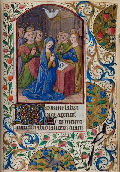 H/L-3-3 fol. 104r Pingst, från Time Book, Use of Paris, mitten av 1400-talet av French School