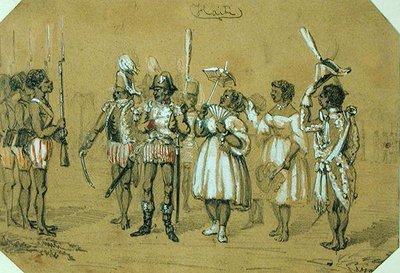 Haiti, ca 1840 (penna och akvarell på papper) av French School