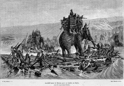 Hannibal passerar Rhone till Italien (år 218 f.Kr.) - i "Frankrike och fransmännen genom århundradena"" av French School
