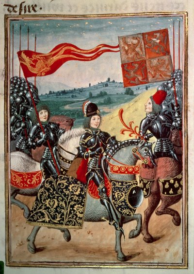 Harl 4379 f.113 Riddare och två skötare monterade med armé, volym IV, från 