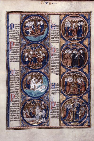 Harley 1527, f.91 Shipwreck of St. Paul (vellum) av French School