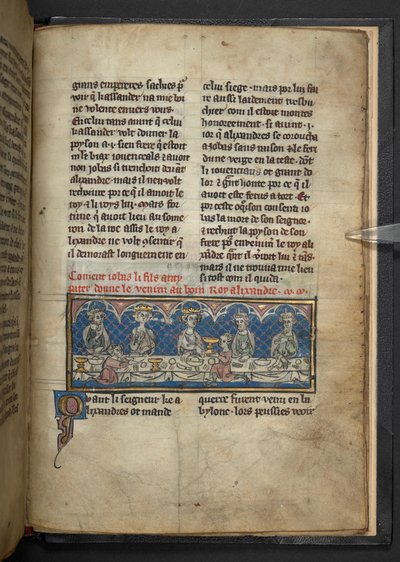 Harley 4979, f.78 Alexander tar emot gift från Jobas under en fest.  , från 