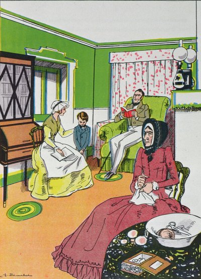 Han vet det inte. Terrible., avbröt Miss Murdstone, från kapitel IV av David Copperfield av Charles Dickens (1812-70) av French School