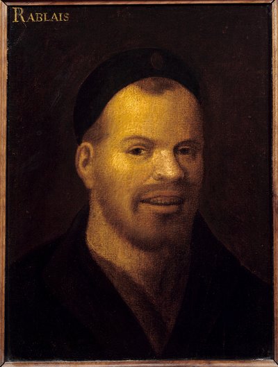 Fantasychef som en gång identifierades som Francois Rabelais (1494-1553). Målning av Franska skolan. 1500-talet. Dämpa. 0,32x0,22 m. Versailles. Musee Du Chateau de Versailles et du Trianon - Fancy huvud som tidigare identifierades som Francois Rabelais (1 av French School