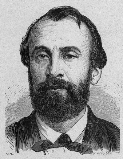 Henri Giffard (1825-1882) fransk uppfinnare av ångaerostat, gravyr av French School