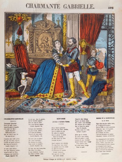 Henri IV (1553-1610), kung av Frankrike och hans älskarinna Gabrielle dEstrees (1573-99) av French School