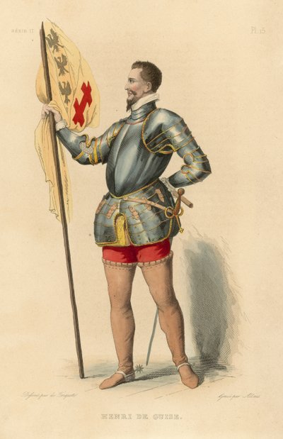 Henri de Guise (färgad gravyr) av French School
