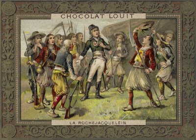 Henri de la Rochejacquelein talar till sina soldater, Vendee-revolten, franska revolutionen av French School