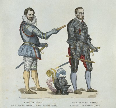 Henri av Guise (1549-88) och Francois de Montmorency (1530-79), från en gravyr från tiden av French School