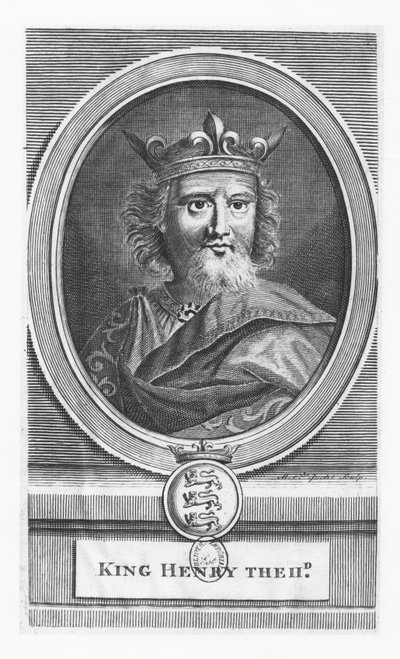 Henrik II, kung av England (gravyr) av French School