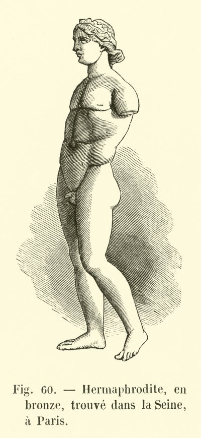 Hermafrodit, i brons, hittad i Seine, Paris (gravyr) av French School
