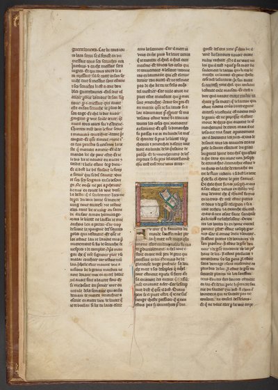 Eremit skriver vid ett skrivbord, från "Estoire del Saint Graal, La Queste del Saint Graal, Morte Artu", c.1315-25 (bläck på pergament) av French School