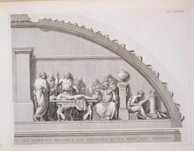Hippokrates (c.460 f.Kr.-c.377 f.Kr.) Undervisning, från A Description of the School of Surgery i Paris, publicerad 1780 av French School