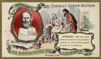 Hippokrates, antik grekisk läkare (chromolitho) av French School