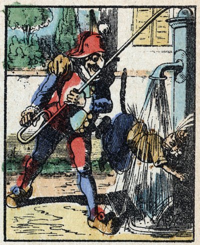 Historia om Dr. Pulcinella (Polichinelle). Trästick av Imaging Pellerin - Epinal, sd. Sent 1800-tal. av French School