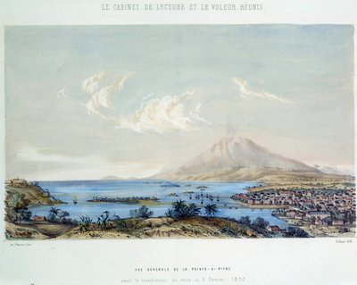 De franska koloniernas historia: allmän bild av Pointe a Pitre (Pointe-a-Pitre) i Guadeloupe (Antillerna) före jordbävningen den 8/02/1843 av French School