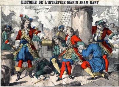 Historien om den oförskämda sjömannen Jean Bart Jean Bart (1650 - 1702), fransk kapare. Epinal avbildning från slutet av 1800-talet. av French School