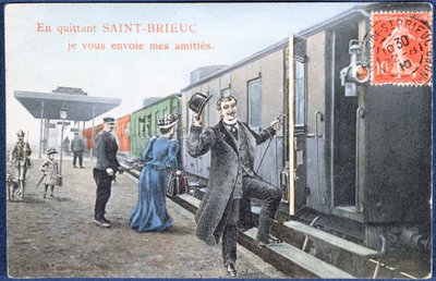 Semestervykort från Saint-Brieuc, ca 1910 (efter ett foto) av French School