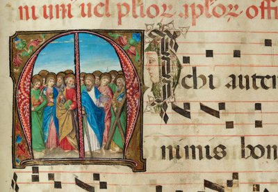 Heliga apostlar, Gradual, f.94 (bläck, tempera och bladguld på pergament) av French School