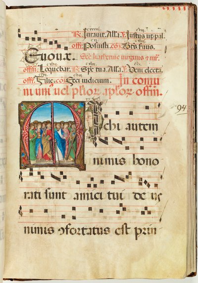 Heliga apostlar, Gradual, f.94 (bläck, tempera och bladguld på pergament) av French School