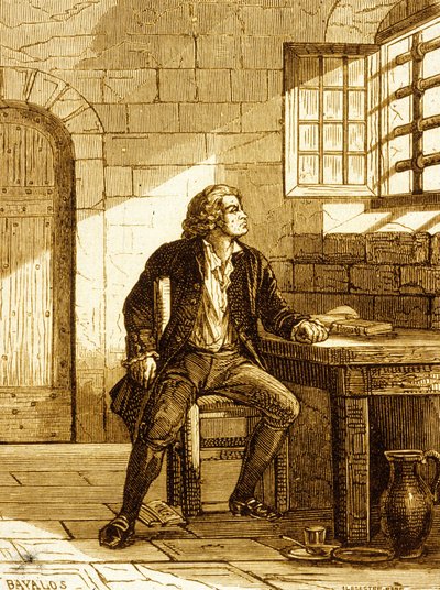 Honore-Gabriel Riquetti, greve av Mirabeau vid Fort de Joux 1775 (gravyr) av French School