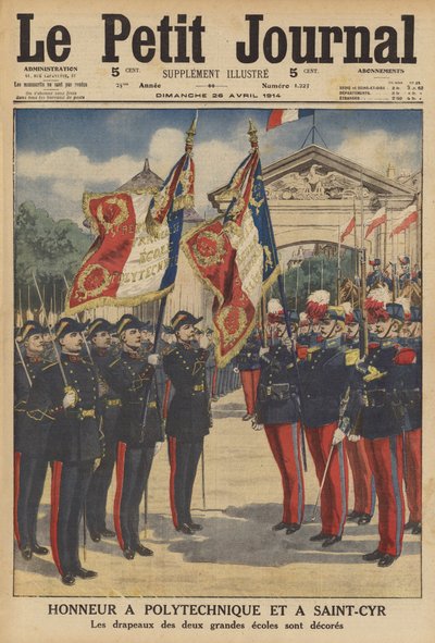 Heder till Ecole Polytechnique och Ecole Speciale Militaire de Saint-Cyr (färg litho) av French School