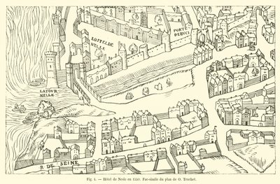 Hotel de Nesle 1550, fax på kartan över O Truchet av French School