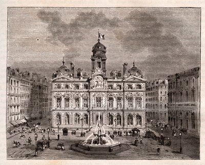 Hotel de Ville de Lyon - - gravyr i "" La France illustree: geografi, historia, statistisk administration"" av V.A. Malt-brunt. 1884 av French School