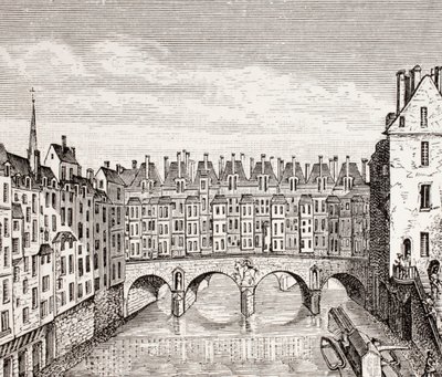 Hus på Saint-Michel-bron, Paris, 1875 av French School