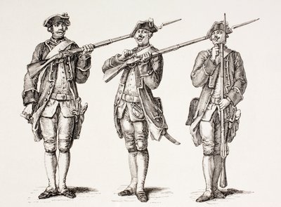 Hur man laddar en musköt, från en fransk instruktionsbok från 1776, från 
