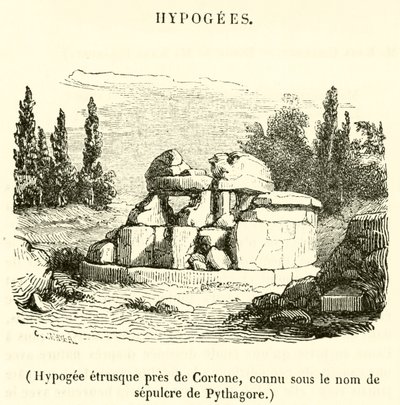 Hypogee etrusque pres de Cortone, connu sous le nom de sepulcre de Pythagore (gravyr) av French School