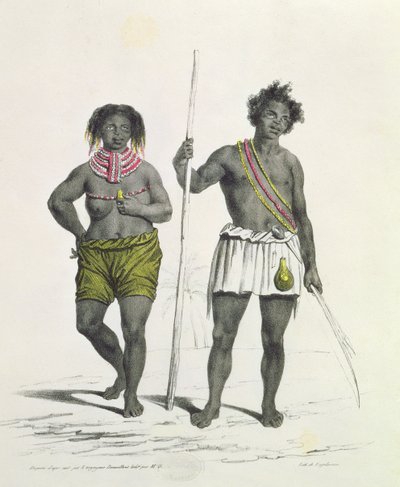 Idolisk svart från kungariket Benguela, Angola, graverad av Godefroy Engelmann (1788-1839) av French School