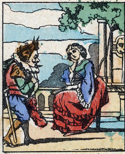Illustration till "" Riquet a la houppe", berättelse av Charles Perrault (1628-1703), fransk författare. Trästick av Imaging Pellerin - Epinal, sd. Sent 1800-tal. av French School