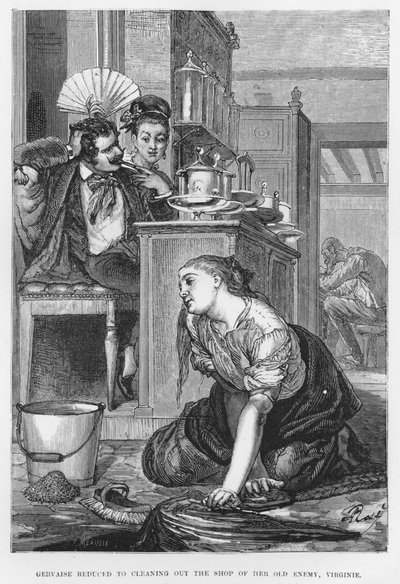 Illustration till The Assommoir, A Realistic Novel, av Emile Zola (gravyr) av French School