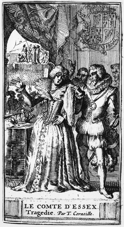 Illustration från Le Comte dEssex av Thomas Corneille (1625-1709) publicerad 1680 av French School