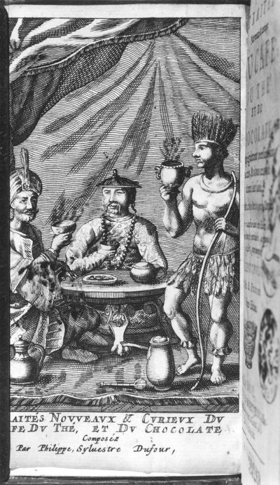 Illustration från New and Curious Treatise on Coffee, Tea and Chocolate av Philippe Sylvestre Dufour, La Haye, publicerad 1693 av French School