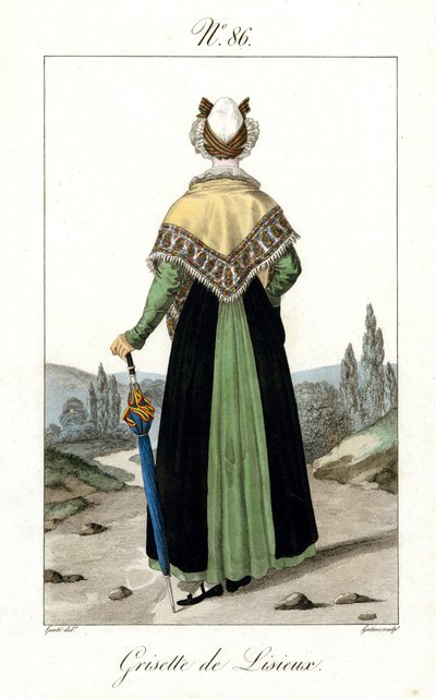 Illustration nr. 86, Grisette av Lisieux (färgad gravyr) av French School