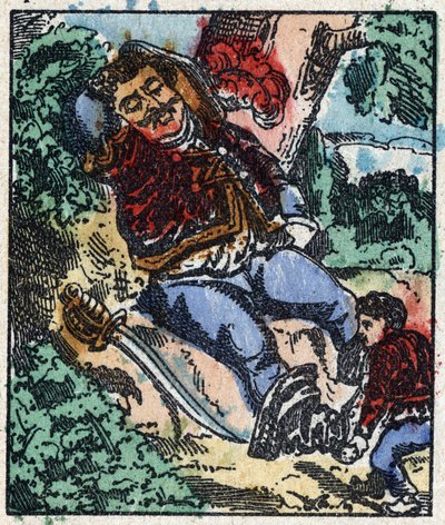 Illustration av berättelsen "" Le petit poucet "" av Charles Perrault. Trästick av Imaging Pellerin - Epinal, sd. Sent 1800-tal. av French School